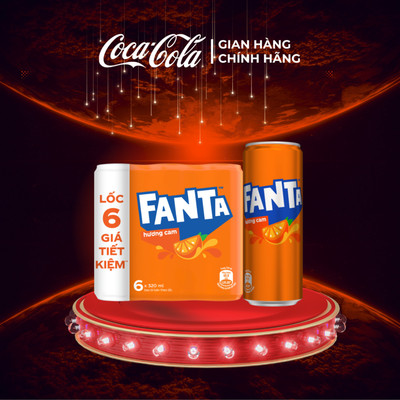 Lốc 6 Lon Nước Giải Khát Có Gas Fanta Hương Cam 320ml/Lon Coca-Cola Official Store Sale 8.8_SP
