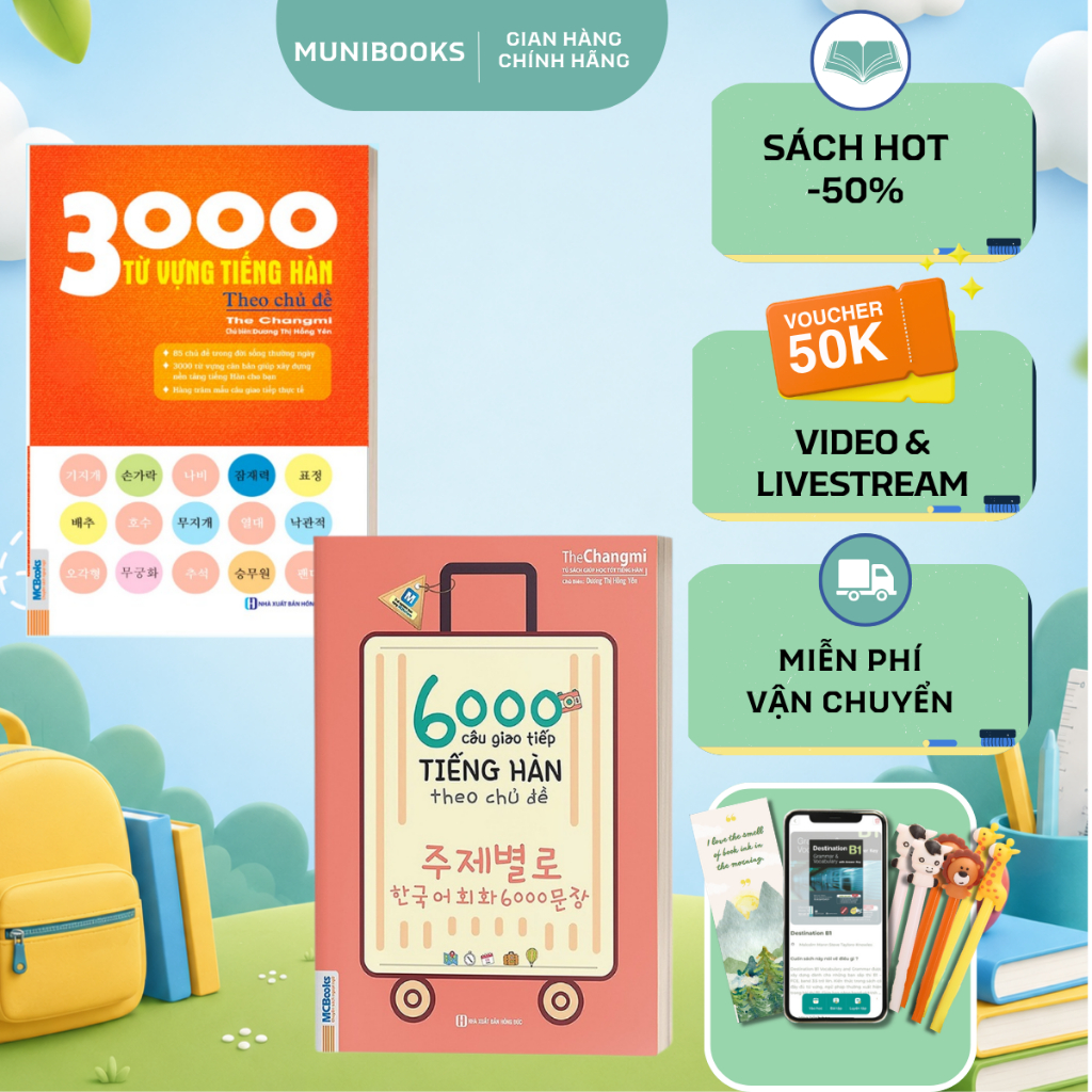 Combo Sách - 6000 Câu Giao Tiếp Tiếng Hàn Theo Chủ Đề và 3000 Từ vựng tiếng Hàn theo chủ đề - MCBook