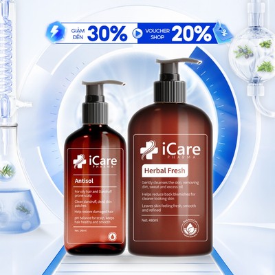 Combo Dầu Gội Antisol & Sữa Tắm Herbal Fresh iCare Pharma | Sạch Gàu Da Đầu – Hỗ Trợ Giảm Tình Trạng Mụn Lưng