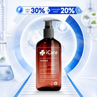 Dầu Gội Sạch Gàu Antisol | Giảm Gàu Bong Tróc - Giảm Cảm Giác Ngứa Da Đầu | Thương Hiệu iCare Pharma