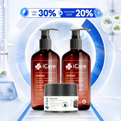 Combo 02 Dầu Gội Hỗ Trợ Giảm Gàu Antisol & 01 Cao Bôi Ezema 50