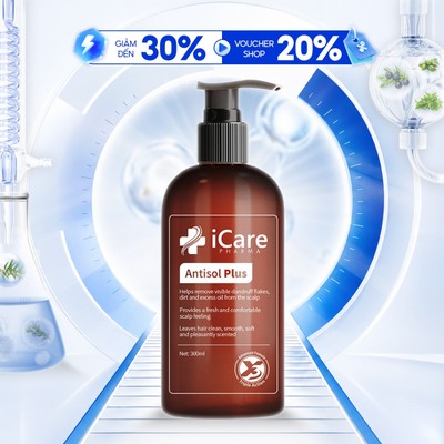 Dầu Gội Sạch Gàu Antisol Plus iCare Pharma Chai 300ml | Sạch Gàu Da Đầu – Giúp Da Đầu Thông Thoáng – Dịu Nhẹ