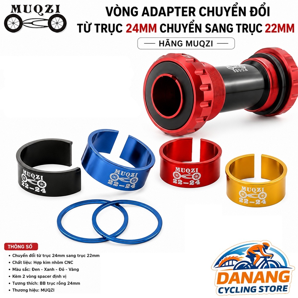 Vòng Adapter MUQZI Chuyển Đổi Trục Giữa BB Xe Đạp 24mm Sang 22mm – Spacer Giảm Trục Hollowtech II