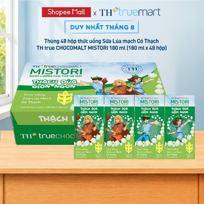 Thùng 48 hộp thức uống Sữa Lúa mạch Có Thạch TH true CHOCOMALT MISTORI 180 ml (180 ml x 48)