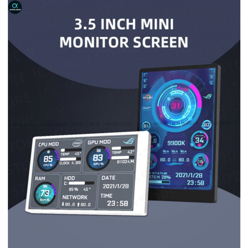 Màn hình hiển thị thông số máy tính 3,5 Inch IPS, Không cần AIDA64