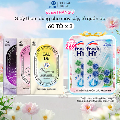 Combo 3 Giấy Thơm Arfum Làm Mềm Vải Và Chống Tĩnh Điện, Khử Mùi Tủ Giày, Tủ Quần Áo (60 Tờ/ Hộp)