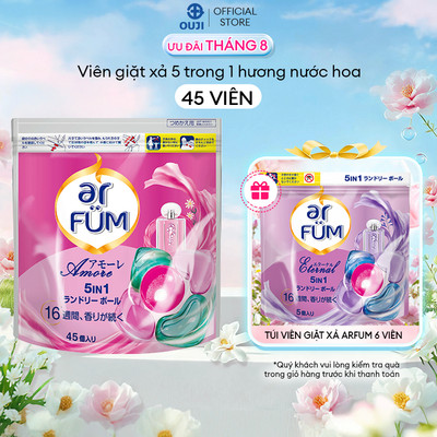 Viên giặt Quần áo arFUM 5 trong 1 tinh dầu nước hoa, khử khuẩn 99% - (túi 45 viên)