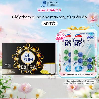 Giấy Thơm Arfum Black Edition Làm Mềm Vải Và Chống Tĩnh Điện, Khử Mùi Tủ Giày, Tủ Quần Áo (60 Tờ/ Hộp)