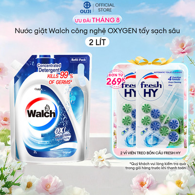 Túi 2L Nước giặt Walch Khử Mùi, Kháng Khuẩn, Ít bọt, sạch, thơm lâu, cửa trên