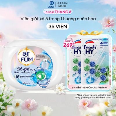 Hộp 36 Viên giặt xả arFUM 5in1, lưu hương tinh dầu nước hoa thơm lâu, mềm vải giữ màu quần áo