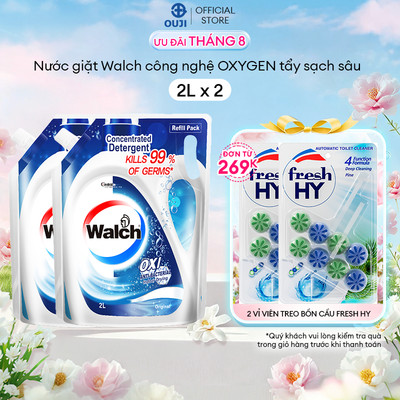 Combo 2 Túi Nước giặt Walch 2L Khử Mùi, Kháng Khuẩn, Mùi Thơm Lâu, Ít bọt