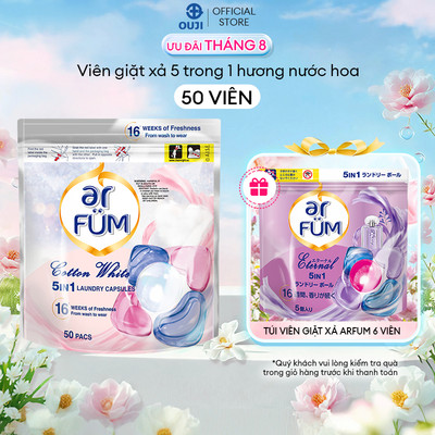 Viên giặt xả arFUM 5in1, tinh dầu nước hoa thơm lâu 16 tuần, khử khuẩn 99% - (50v)
