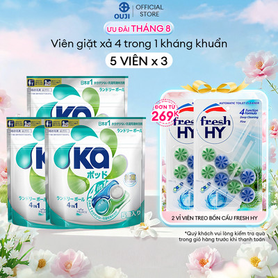 Combo 3 Túi Viên Giặt Xả Đa Năng 4 Trong 1 Ka pod Universal (5 Viên/ Túi)