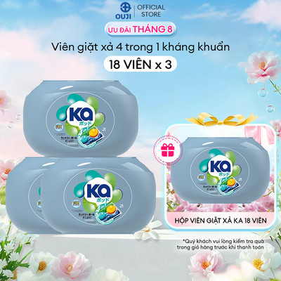 Combo 3 Viên Giặt Xả KA pod Anti-dustmite 4in1 diệt mạt bụi, làm sạch và kháng khuẩn (18vx3)