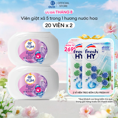 Combo 2 Hộp 20 Viên giặt xả arFum 5 trong 1 MỚI lưu hương lâu 16 tuần, khử khuẩn 99%