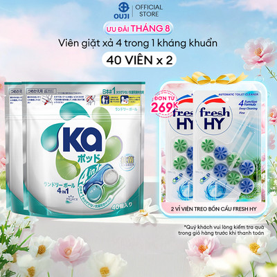 Combo 2 Túi Viên Giặt Xả Đa Năng 4 Trong 1 Ka pod Universal (40 Viên/ Túi)