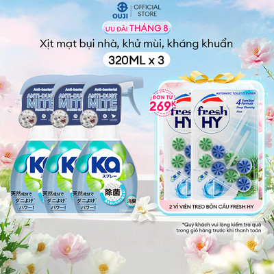 Combo 3 Chai Xịt Mạt Bụi 320ml Nhà Ka kháng khuẩn, khử mùi dùng cho chăn ga