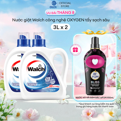 Combo 2 Nước giặt Walch, (3L/Can), Khử Mùi, Kháng Khuẩn, Thơm lâu