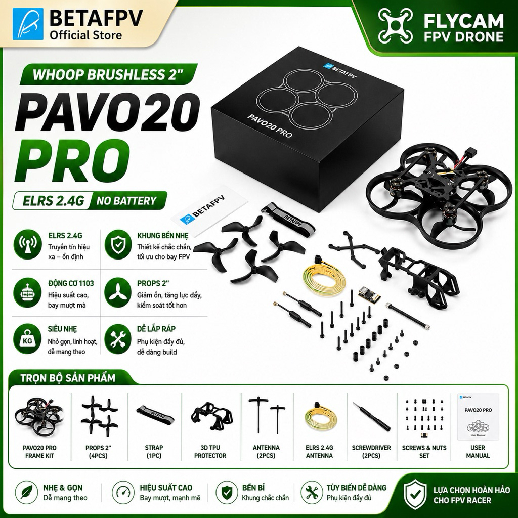 Body FPV BETA Pavo 20 PRO - ELRS - O3/O4 - PNP - chuẩn hãng