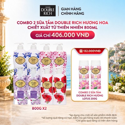 [CHÍNH HÃNG ĐỘC QUYỀN TRÊN LIVESTREAM] Combo 2 Sữa tắm Double Rich Hương hoa chiết xuất từ thiên nhiên 800ml