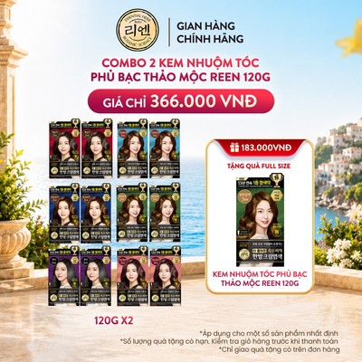 [CHÍNH HÃNG ĐỘC QUYỀN TRÊN LIVESTREAM] Combo 2 Kem nhuộm tóc phủ bạc thảo mộc Reen Heaukmobicheak Oriental 120g