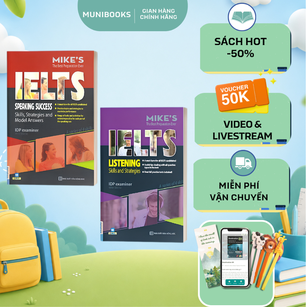 Sách - Combo IELTS MIKE - Ielts Listening and Ielts Speaking Dành Cho Người Tự Học