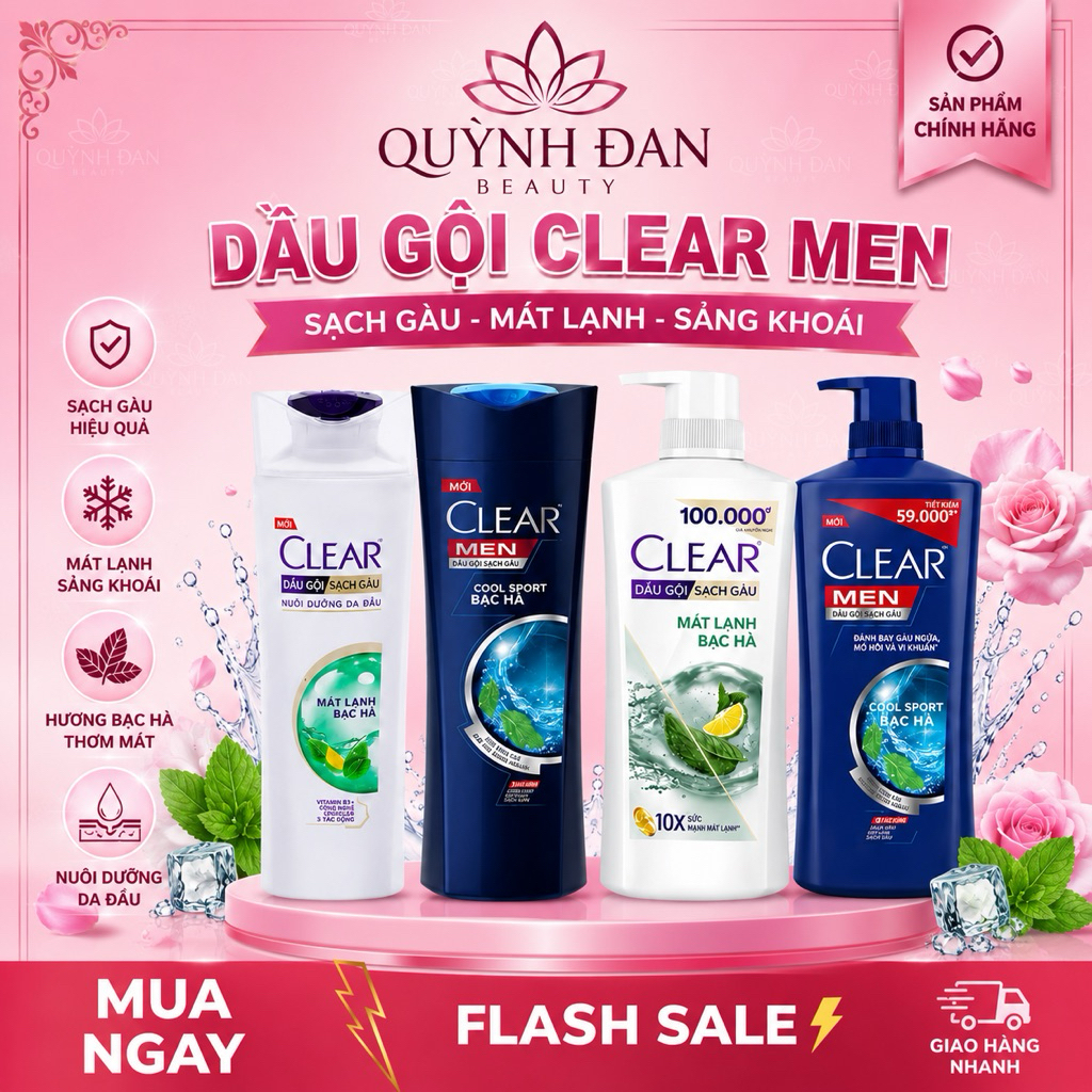 Dầu gội sạch gàu clear bạc hà chai 170g , 340g