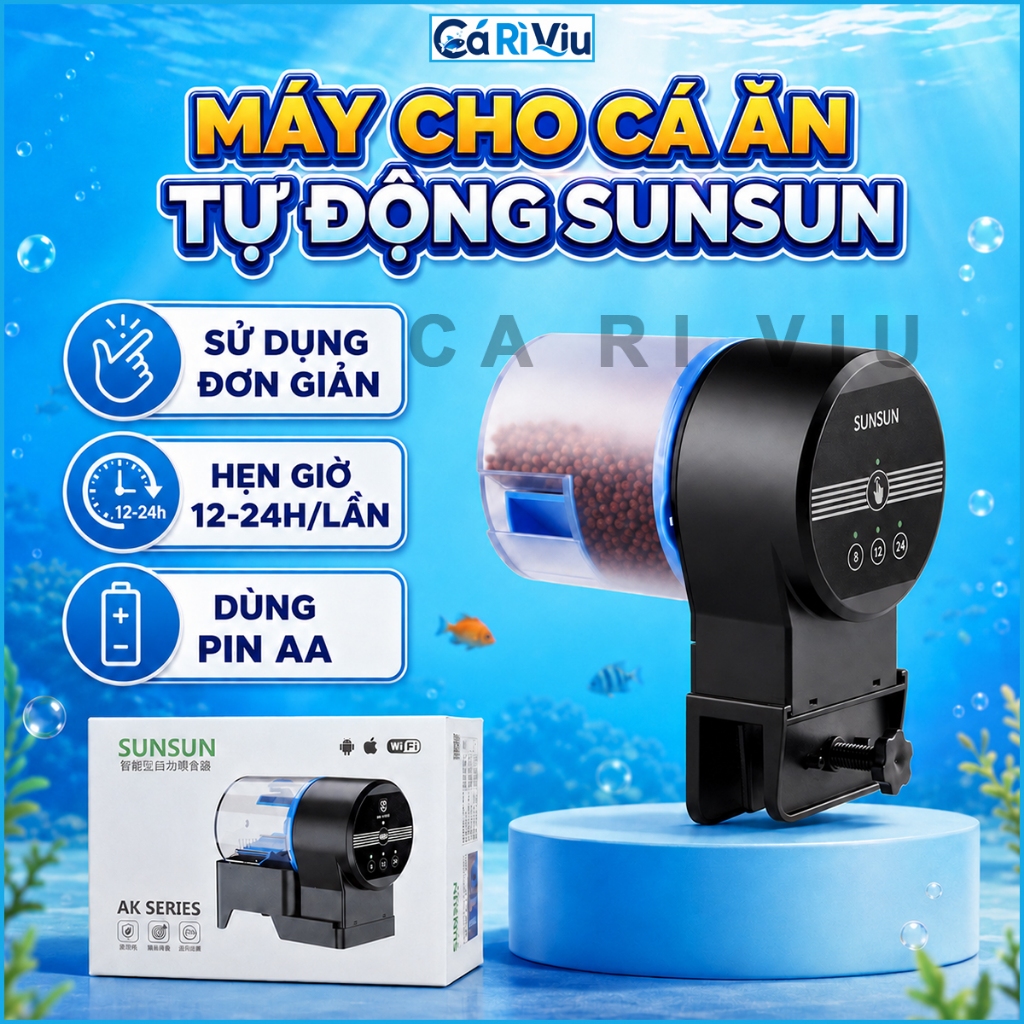 Máy Cho Cá Ăn Tự Động SUNSUN AK01S – Hẹn Giờ Cho Cá Ăn Hồ Cá Cảnh
