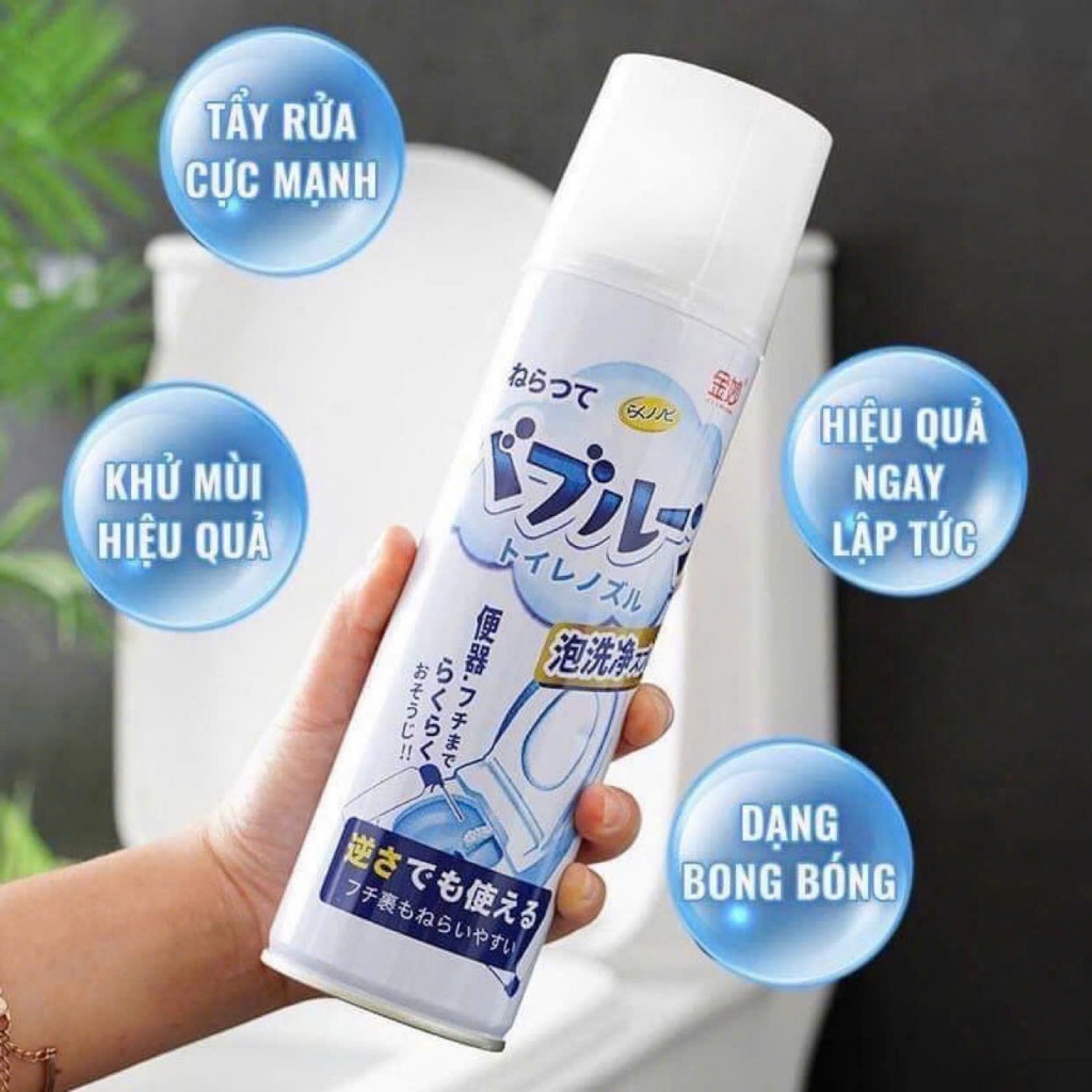 Combo 2 Chai Bọt Xịt Vệ Sinh Bồn Cầu Tolet, Làm Sạch Phòng Tắm, Tẩy Rửa Mọi Vết Bẩn