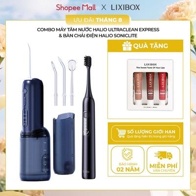 Combo Máy Tăm Nước Halio UltraClean Express Hydro Floss & Bàn Chải Điện Halio SonicLite Electric Toothbrush - Ocean Blue