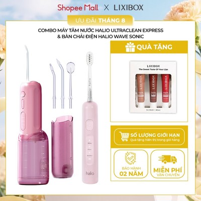 Combo Bàn Chải Điện Tích Hợp Công Nghệ Chuyển Động Kép Halio Wave Sonic & Tăm Nước Halio UltraClean Express Hydro Floss