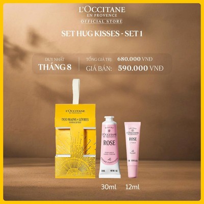 Set Hugs Kisses Hoa Hồng Rose L'OCCITANE (Kem Tay Hoa Hồng 30ml, Son Dưỡng Rose 12ml)