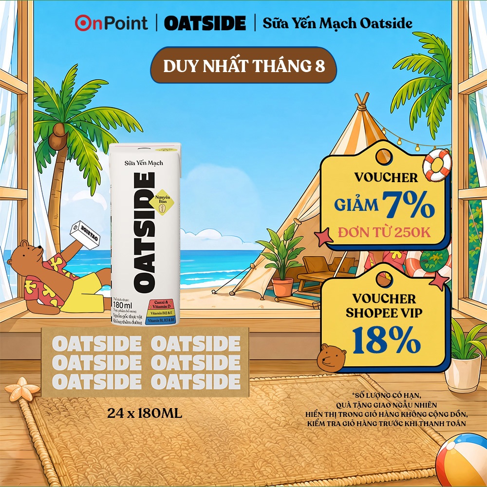 Thùng 24 hộp Sữa yến mạch OATSIDE Nguyên Vị Barista Blend 180ml (180ml x 24)