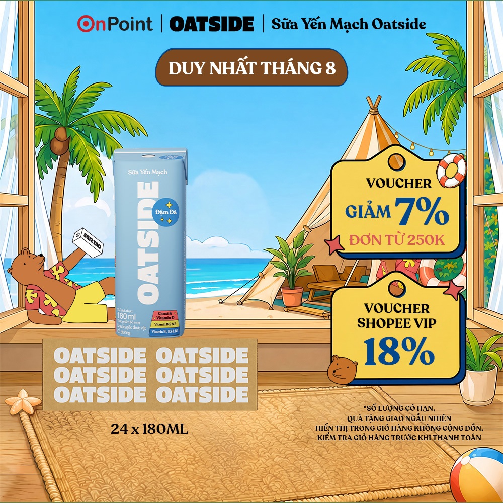 Thùng 24 hộp Sữa yến mạch OATSIDE Đậm Vị Deluxe 180ml (180ml x 24)