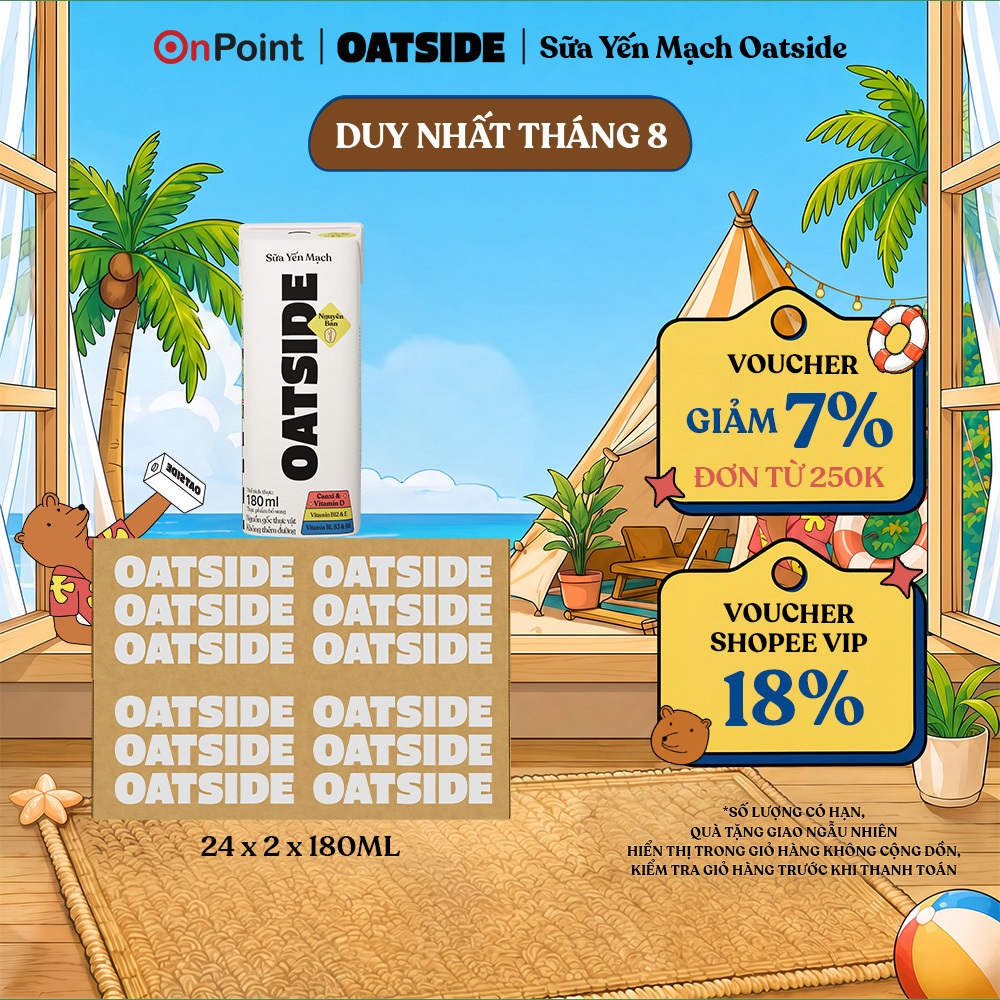 Combo 2 Thùng 24 hộp Sữa yến mạch OATSIDE Nguyên Vị Barista Blend 180ml (180ml x 24)