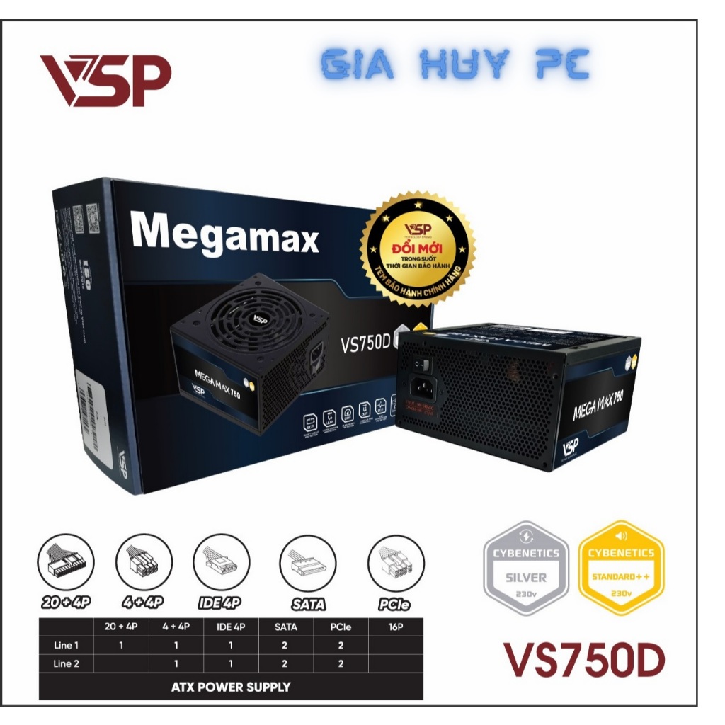 Bộ nguồn máy tính ATX VSP MEGAMAX VS750D - 750W