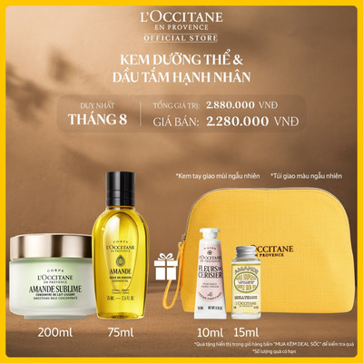 Combo Dầu Tắm Hạnh Nhân 75ML và Kem Dưỡng Thể Hạnh Nhân L'OCCITANE 200ML