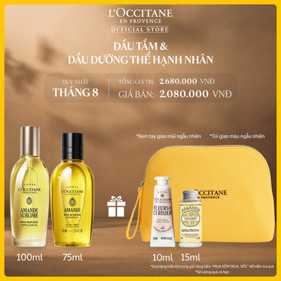 Combo L'OCCITANE Dầu Dưỡng 100ML Và Dầu Tắm Hạnh Nhân 75ML & 250ML