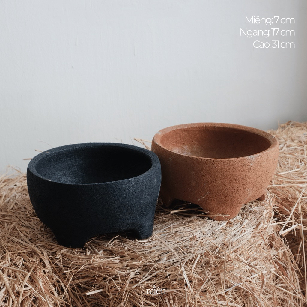 [Miên] Gốm đất nung Bàu Trúc, bát cắm hoa ikebana, decor thủ công