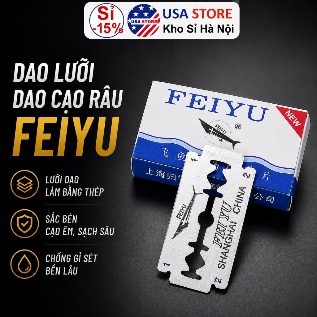 Bộ 20 - 50 Dao Lưỡi Dao Cạo Râu Feiyu - Dao Lam Thép Hàng Nội Địa