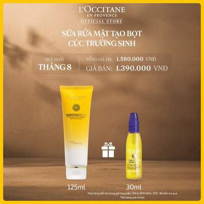 Sữa Rửa Mặt Tạo Bọt Cúc Trường Sinh L'Occitane Immortelle Divine Cleansing Foam 125ml
