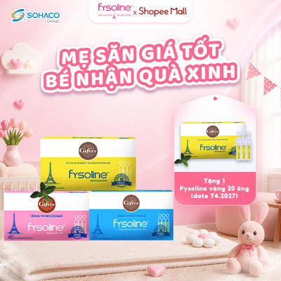 Combo Nước muối sinh lý FYSOLINE Hồng 40 ốngx5ml, Xanh 20 ốngx5m và Vàng 20 ốngx5ml (Date T4.2027)