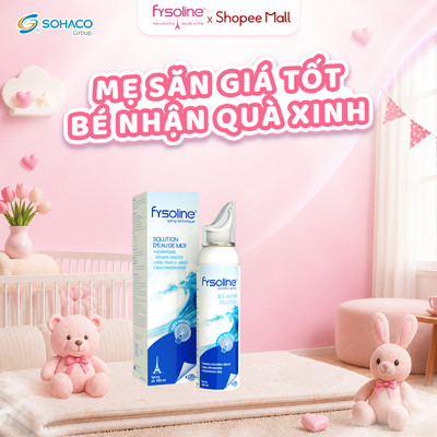 Xịt muối nước muối sinh lý Pháp Fysoline xanh 100ml, xịt vệ sinh và cân bằng sinh lý niêm mạc mũi