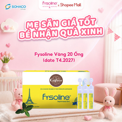 (Date T4.2027) Nước Muối Sinh Lý Kháng Khuẩn Pháp FYSOLINE Hỗ Trợ Giảm Viêm Mũi Hộp 20 Ống x 5ml