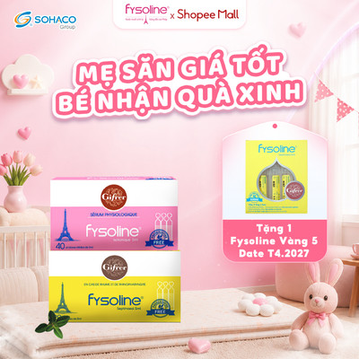 Combo Nước muối sinh lý Fysoline hồng 40 ống x 5ml và Vàng 20 ống x5ml