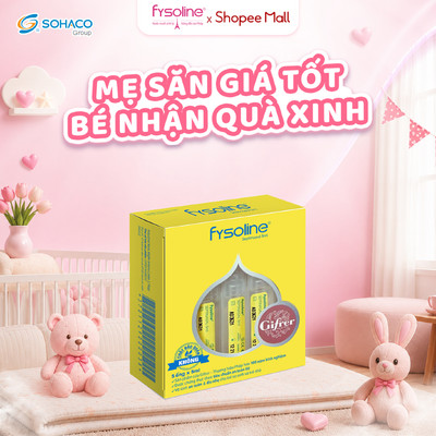 (Date T4.2027)Nước muối sinh lý Fysoline giảm tắc nghẹt mũi, vệ sinh mũi, miệng hàng ngày cho bé - hộp 5 ống vàng x 5ml