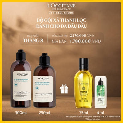 Combo Gội Xả L'OCCITANE Thanh Lọc Dành Cho Da Đầu Dầu 250ml Và 300ML