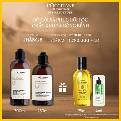 Combo Gội Xả L'Occitane Dưỡng Tóc Bồng Bềnh Gồm Dầu Gội 300ML Và Dầu Xả 250ML
