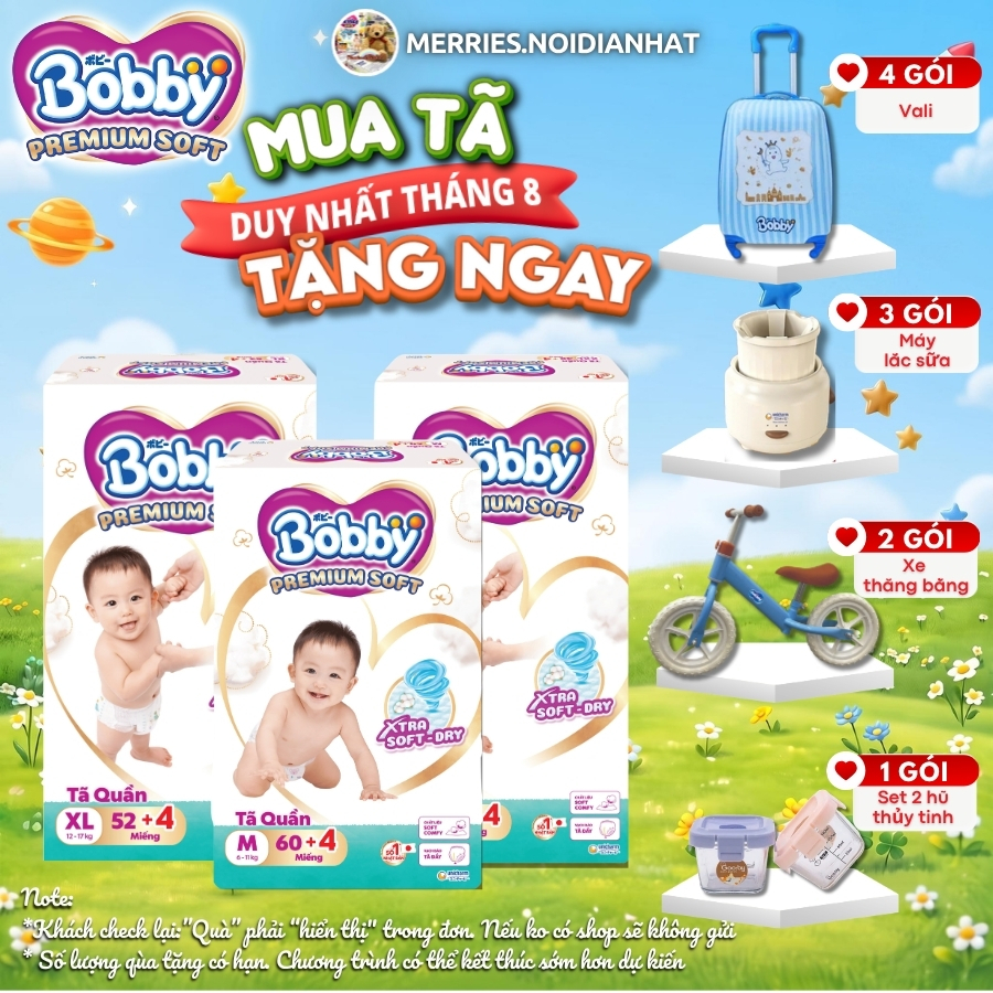 [SP có voucher live X] Tã quần cao cấp BOBBY EXTRA SOFT DRY siêu mềm M60/L52/XL46/XXL42
