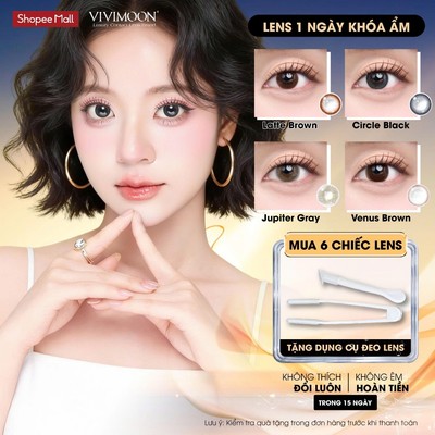 1 chiếc lens 1 ngày cận VIVIMOON khóa ẩm màu tự nhiên (Giá 1 bên mắt, x2 để đặt 1 đôi)